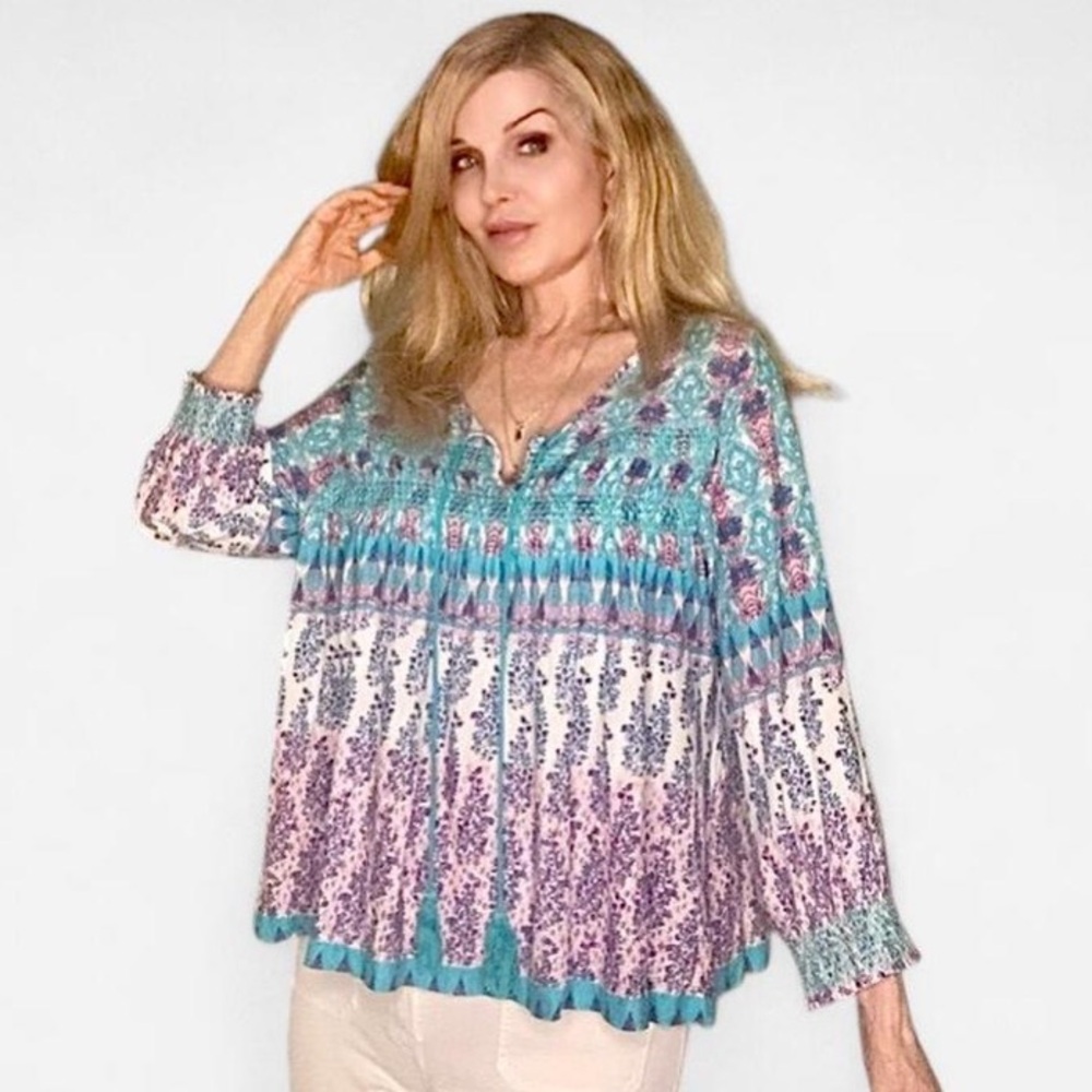 Gloria Vanderbilt Women's Multicolored Peasant Blouse XL